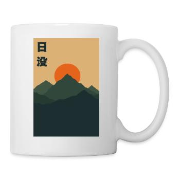 Sonnenuntergang - Berglandschaft - Tasse - Weiß - Rechts