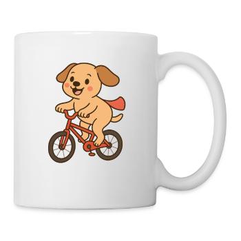 Chien joueur à vélo - Mug blanc - blanc - Droite