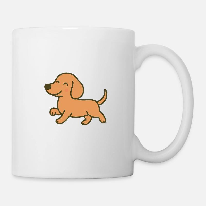 Fröhlicher Welpenlauf Cartoon-Design - Tasse - Weiß