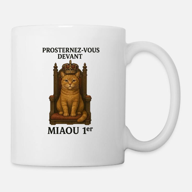 Chat Royal sur son Trône - Mug blanc - blanc