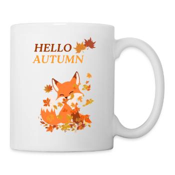 Playful fox with leaves - Mug - white - Right