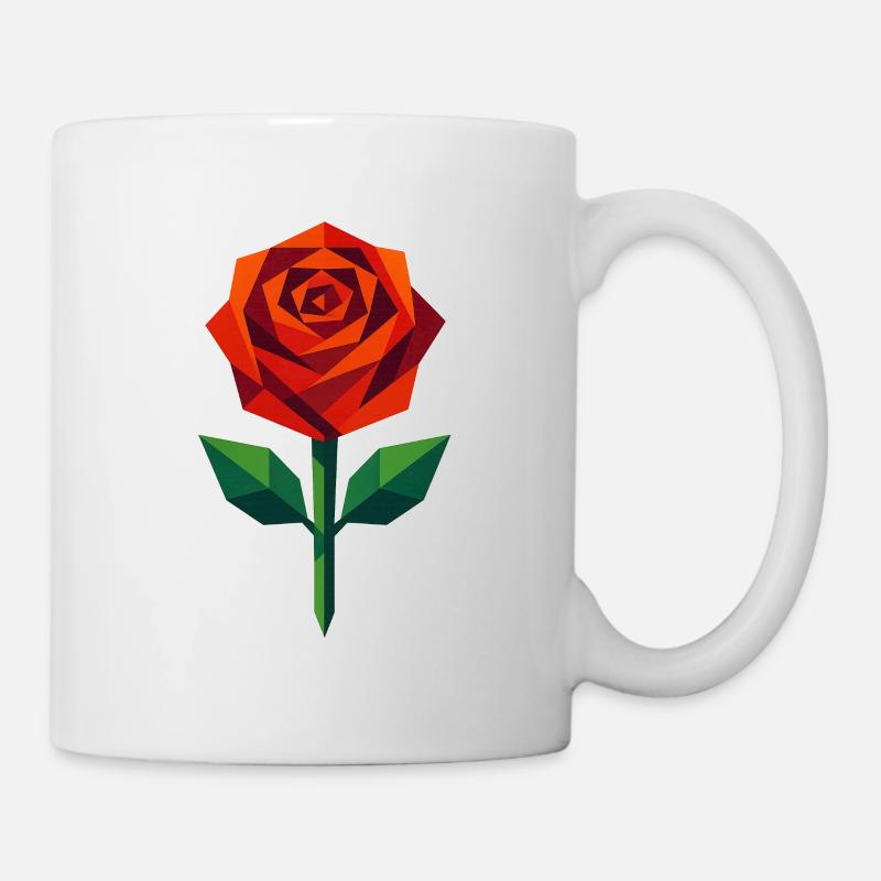 Rose | Geometric Rose Blossom Print / Design - Mug - white