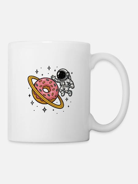 Astronaute de l’espace avec Donut Planet - Mug blanc - blanc