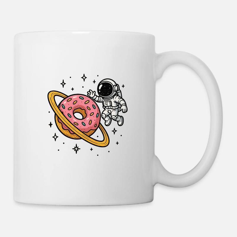 Weltraum-Astronaut mit Donut-Planet - Tasse - Weiß