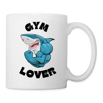Strong Shark Cartoon Muscle Head - Mug - white - Right