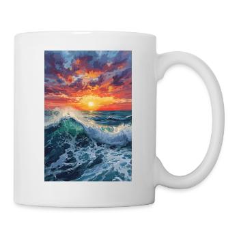 Sonnenuntergang über dem Meer - Tasse - Weiß - Rechts