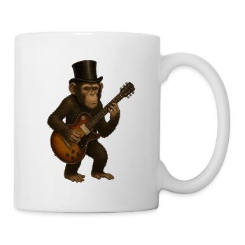 Singe élégant avec chapeau haut de forme et guitare - Mug blanc - blanc - Droite