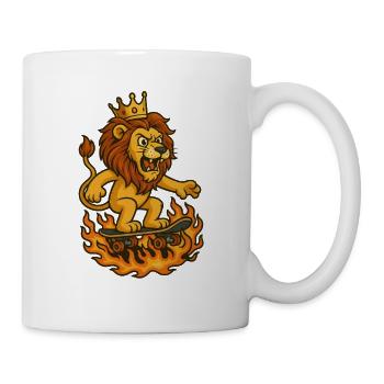 Lion majestueux sur skateboard avec couronne - Mug blanc - blanc - Droite