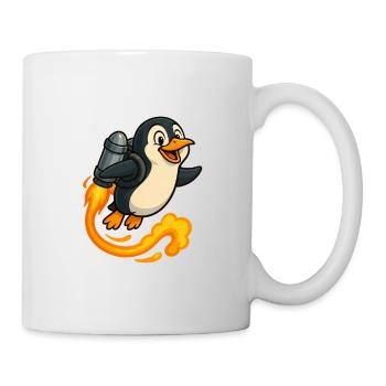 Vol de fusée pingouin ludique - Mug blanc - blanc - Droite