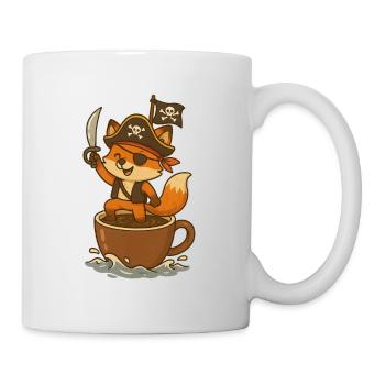 Fox Pirate with Eye Patch and Treasure Flag - Mug - white - Right