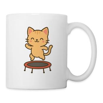 Fröhliches Kätzchen auf Trampolin - Tasse - Weiß - Rechts