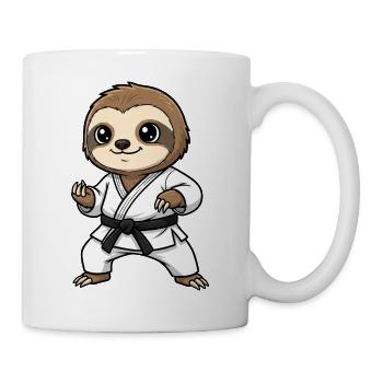 Süßer Faultier Karate Kämpfer Comic Kinder  - Tasse - Weiß - Rechts