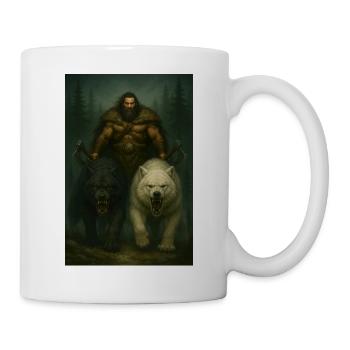 Nordischer Berserker mit Wölfen – Wikingerkrieger - Tasse - Weiß - Rechts