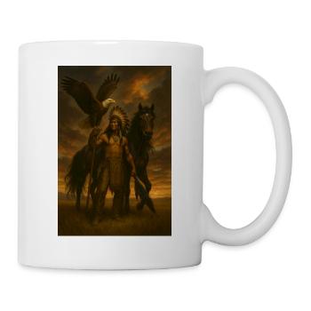 Native American Warrior with Eagle and Horse - Mug - white - Right