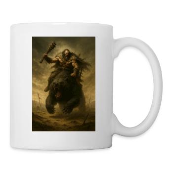 Barbarischer Krieger auf Braunbär – Fant Illustration - Tasse - Weiß - Rechts