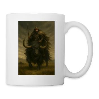 Ancient Warrior on a Powerful Black Yak - Mug - white - Right