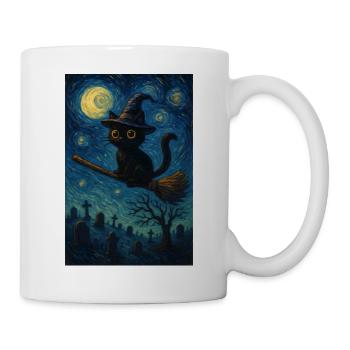 Halloween Hexen Katze - Tasse - Weiß - Rechts