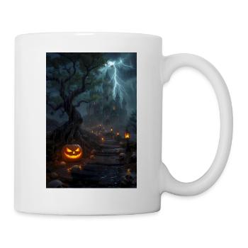 Stormy Halloween Castle with Lanterns - Mug - white - Right
