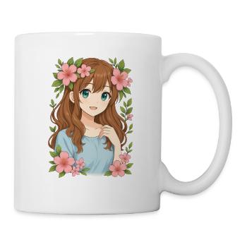 Couronne de fleurs Anime Girl - Mug blanc - blanc - Droite