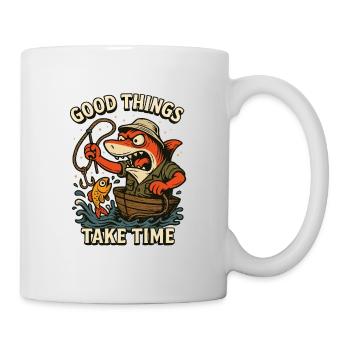 Les bonnes choses prennent du temps Pêche requin - Mug blanc - blanc - Droite