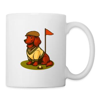 Golf Dackel im Retro-Outfit mit Fahne. - Tasse - Weiß - Rechts