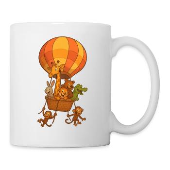 Montgolfière animaux joyeux en vol arche de Noé  - Mug blanc - blanc - Droite