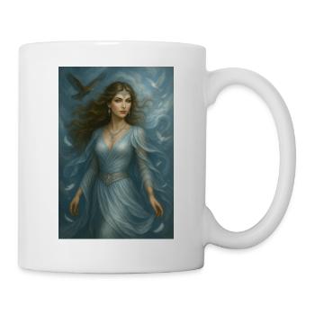 Himmlische Göttin – Licht und weiße Vögel - Tasse - Weiß - Rechts