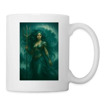 Göttin der Ozeane – Dreizack und Wellen - Tasse - Weiß - Rechts