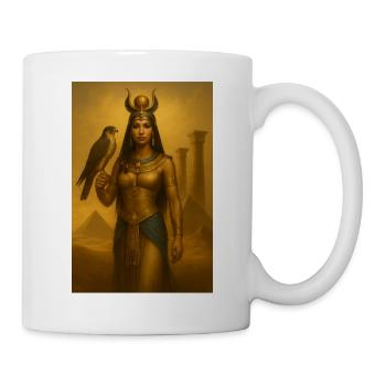 Déesse Égyptienne – Faucon et Pyramides - Mug blanc - blanc - Droite