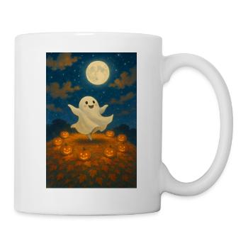 Fantôme au clair de lune parmi les citrouilles - Mug blanc - blanc - Droite