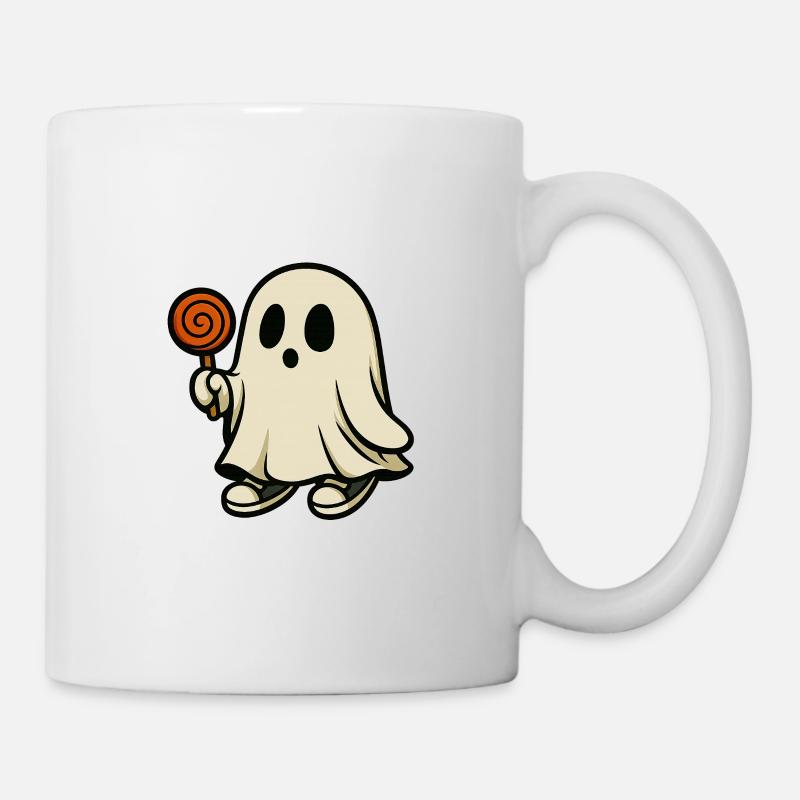 Greedy Ghost with Lollipop – Design Halloween m - Mug - white