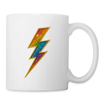 Regenbogen Blitz mit Goldrahmen - Tasse - Weiß - Rechts