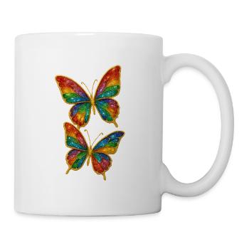 Rainbow Glitter Wings Motif - Mug - white - Right