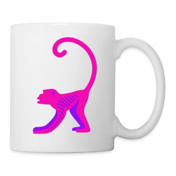 Neon Pink Monkey - Tasse - Weiß - Rechts