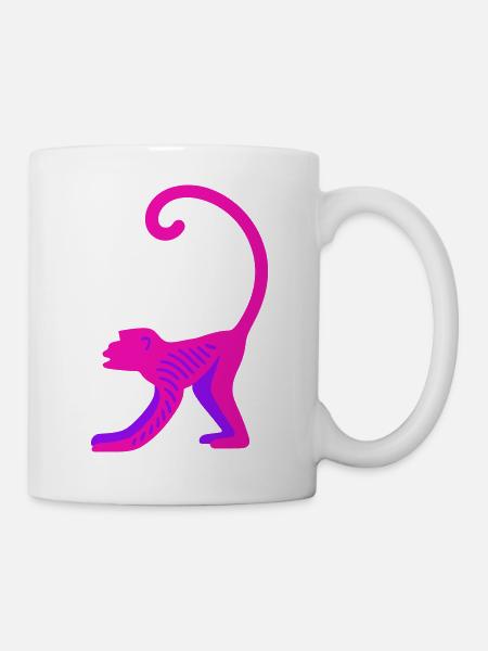 Neon Pink Monkey - Tasse - Weiß