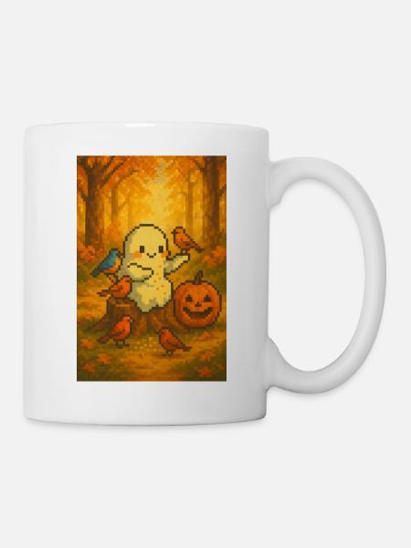 Geist Herbst pixel art - Tasse - Weiß