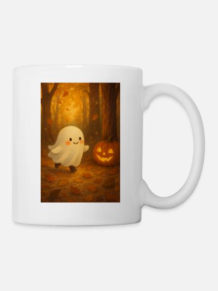 Minimalistischer Halloween Geist - Tasse - Weiß