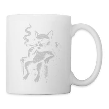 Coole Katzenliege mit Zigarre - Tasse - Weiß - Rechts