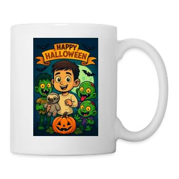 Joyeux Halloween Kid avec des monstres - Mug blanc - blanc - Droite