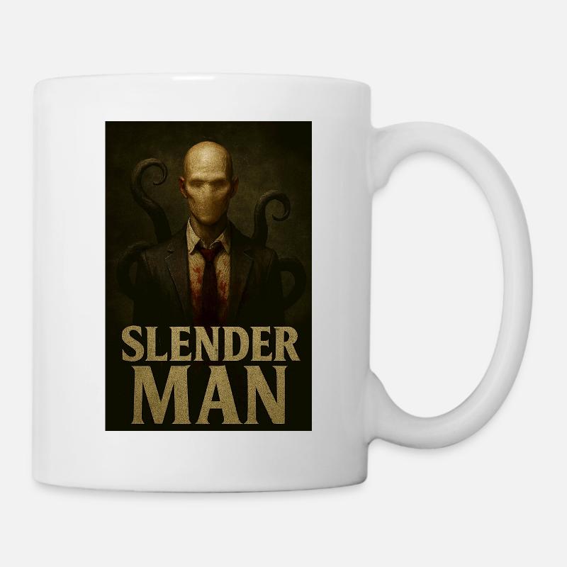 Slender Man VHS Forest Glitch Horreur T-shirt - Mug blanc - blanc