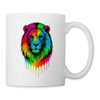 Rainbow lion color streaks - Mug - white - Right