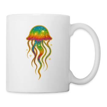 Regenbogen Glitzer Qualle - Tasse - Weiß - Rechts