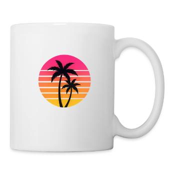 Sunset Palm Trees Silhouette Retro - Mug - white - Right