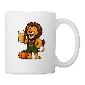 Autumnal lion with beer and pumpkin - Mug - white - Right