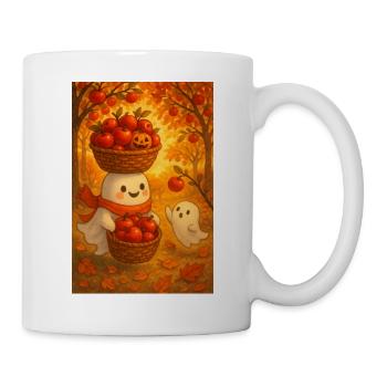 Halloween Geister bei Apfelernte - Tasse - Weiß - Rechts