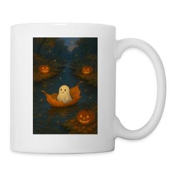 Niedlicher Geist im Herbstlaub - Tasse - Weiß - Rechts