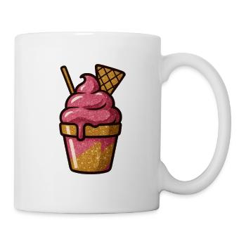 Glitzerndes Pinkes Eisbecher Motiv - Tasse - Weiß - Rechts