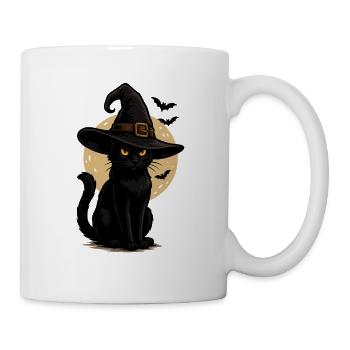Chat Noir En Chapeau De Sorcière Nuit Au Clair De Lune - Mug blanc - blanc - Droite