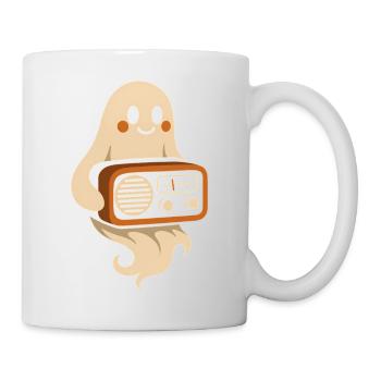 Ghost with retro radio - Mug - white - Right