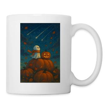 Niedlicher Geist mit Halloween Kürbis - Tasse - Weiß - Rechts